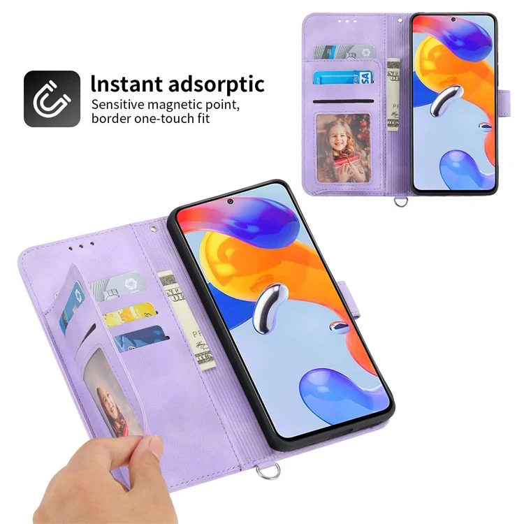 Для Xiaomi Redmi Note 11 Pro 5G (Qualcomm) / Примечание 11 Pro 4G (mediatek). Отпечатанные Цветы Кошельки Для Кожи Кожи - Светло-фиолетовый
