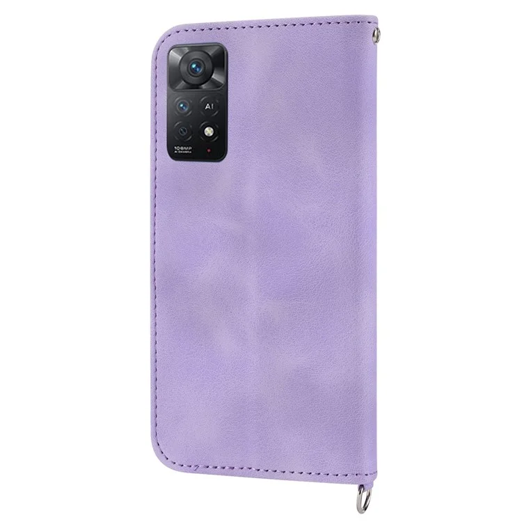 Для Xiaomi Redmi Note 11 Pro 5G (Qualcomm) / Примечание 11 Pro 4G (mediatek). Отпечатанные Цветы Кошельки Для Кожи Кожи - Светло-фиолетовый