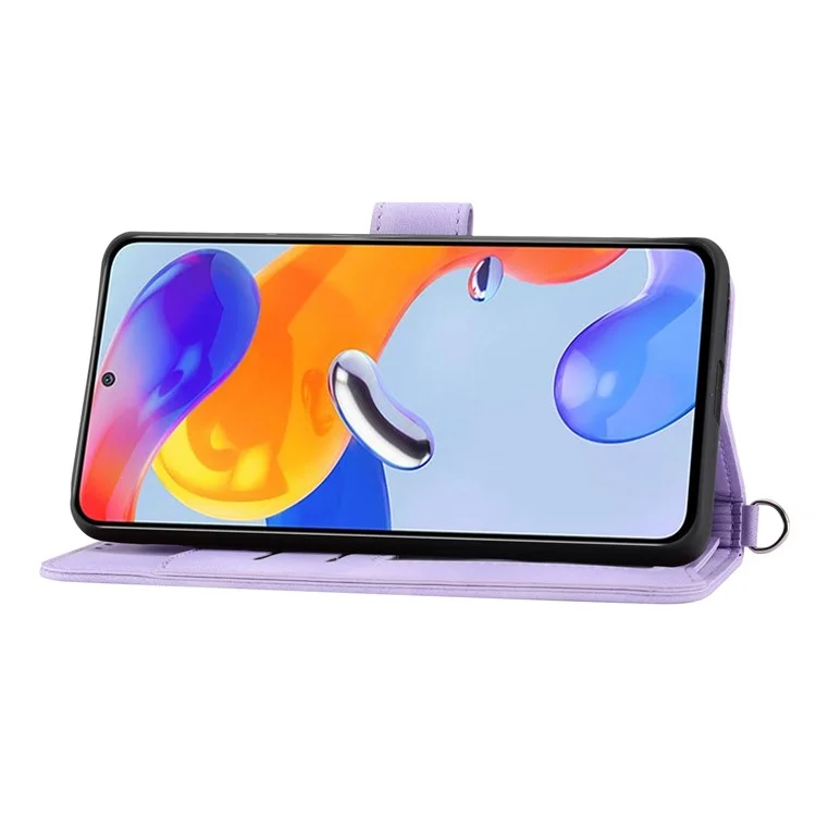 Для Xiaomi Redmi Note 11 Pro 5G (Qualcomm) / Примечание 11 Pro 4G (mediatek). Отпечатанные Цветы Кошельки Для Кожи Кожи - Светло-фиолетовый