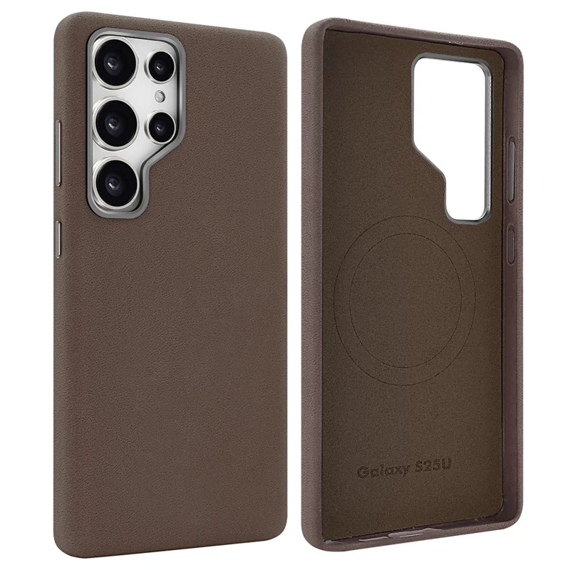 Pour Samsung Galaxy S25 Ultra Étui Magnétique Rétro Texture Jean PU + PC Housse de Téléphone - Café