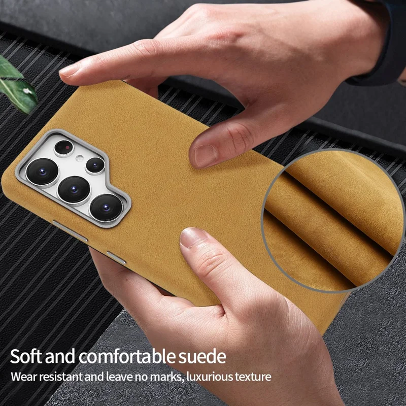 Pour Samsung Galaxy S25 Ultra Étui Magnétique Rétro Texture Jean PU + PC Housse de Téléphone - Café