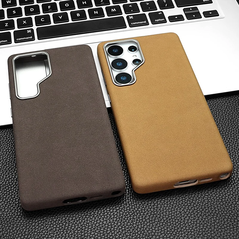 Pour Samsung Galaxy S25 Ultra Étui Magnétique Rétro Texture Jean PU + PC Housse de Téléphone - Café
