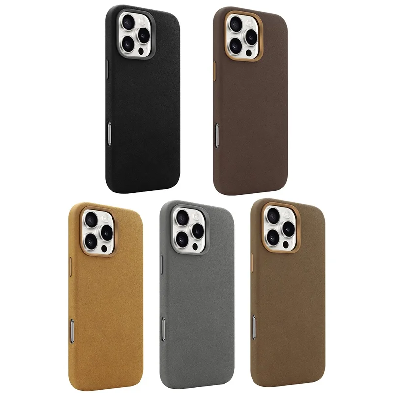Für iPhone 16 Pro Magnetische Hülle Retro Jeans Textur PU + PC Handyhülle - Hellbraun