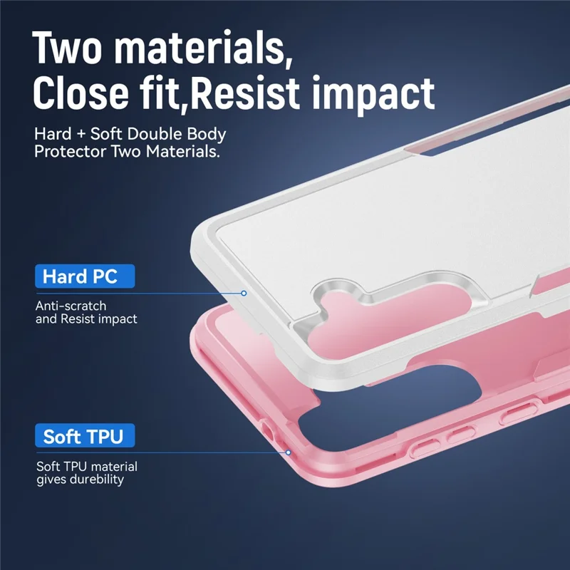 For Samsung Galaxy S25 FE Case PC + TPU Military Grade Drop Protective Phone Cover - White + Pink
