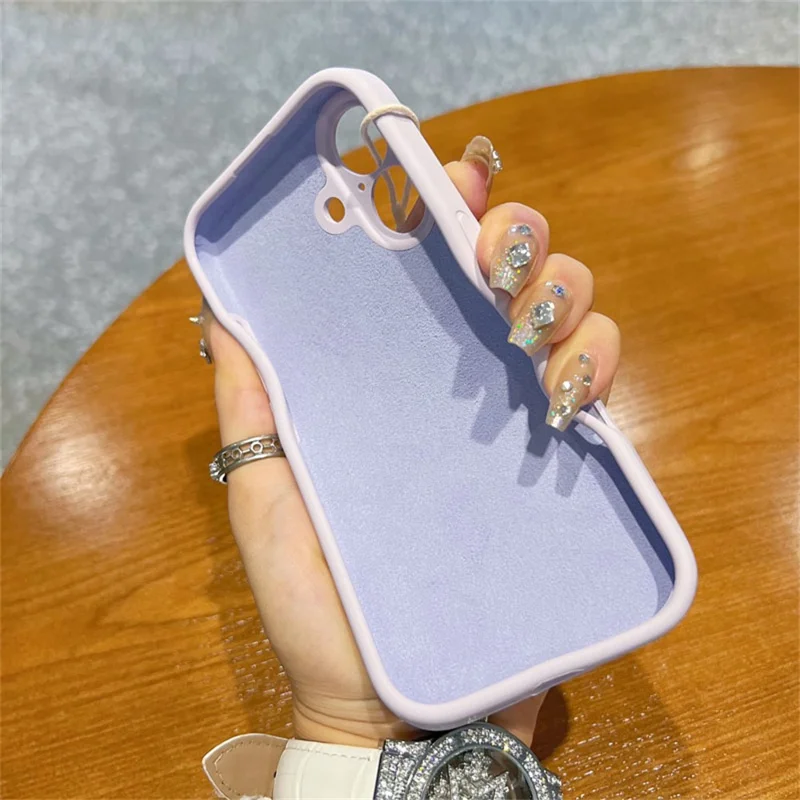 For iPhone 16 Case Precise Cutouts Liquid Silicone + PC Phone Cover with Camera Touch Control Button - Light Purple