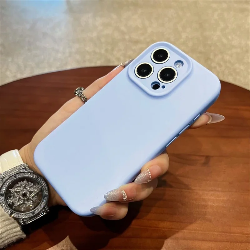 For iPhone 15 Pro Max Case Precise Cutouts Liquid Silicone + PC Shockproof Phone Cover - Baby Blue