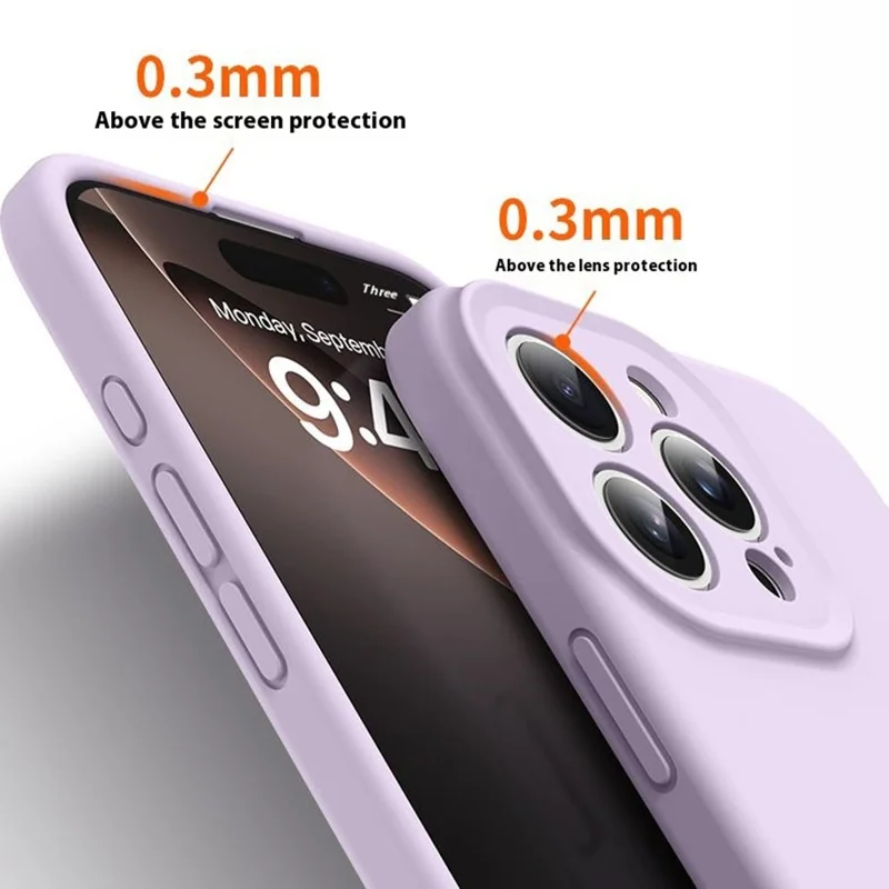 Cover per iPhone 13 Pro con Ritagli Precisi, Silicone Liquido + PC Antiurto - Blu Pastello