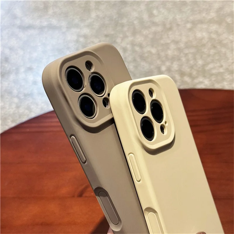 For iPhone 15 Pro Max Case Precise Cutouts Liquid Silicone + PC Phone Cover with Wrist Strap - Light Yellow