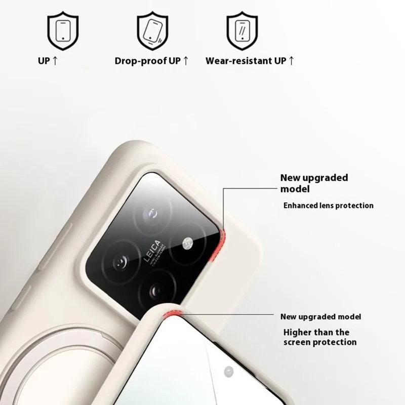 For Xiaomi 13 Magnetic Case Rotating Kickstand Liquid Silicone PC Phone Cover Skin Touch - Light Yellow