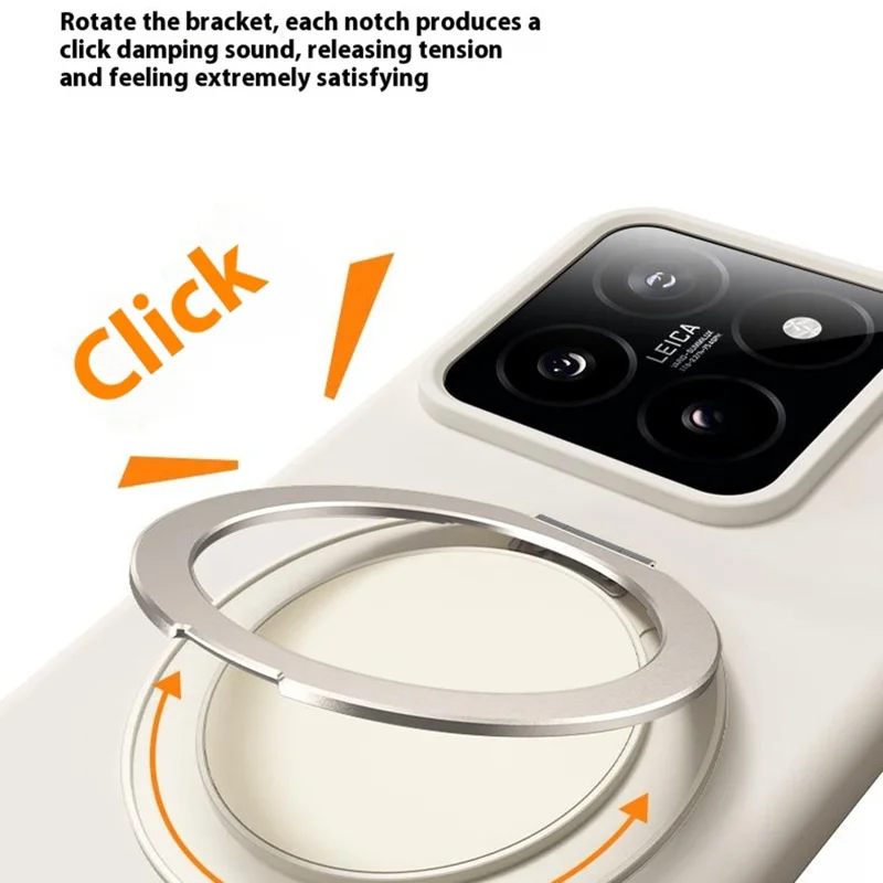 For Xiaomi 13 Magnetic Case Rotating Kickstand Liquid Silicone PC Phone Cover Skin Touch - Light Yellow