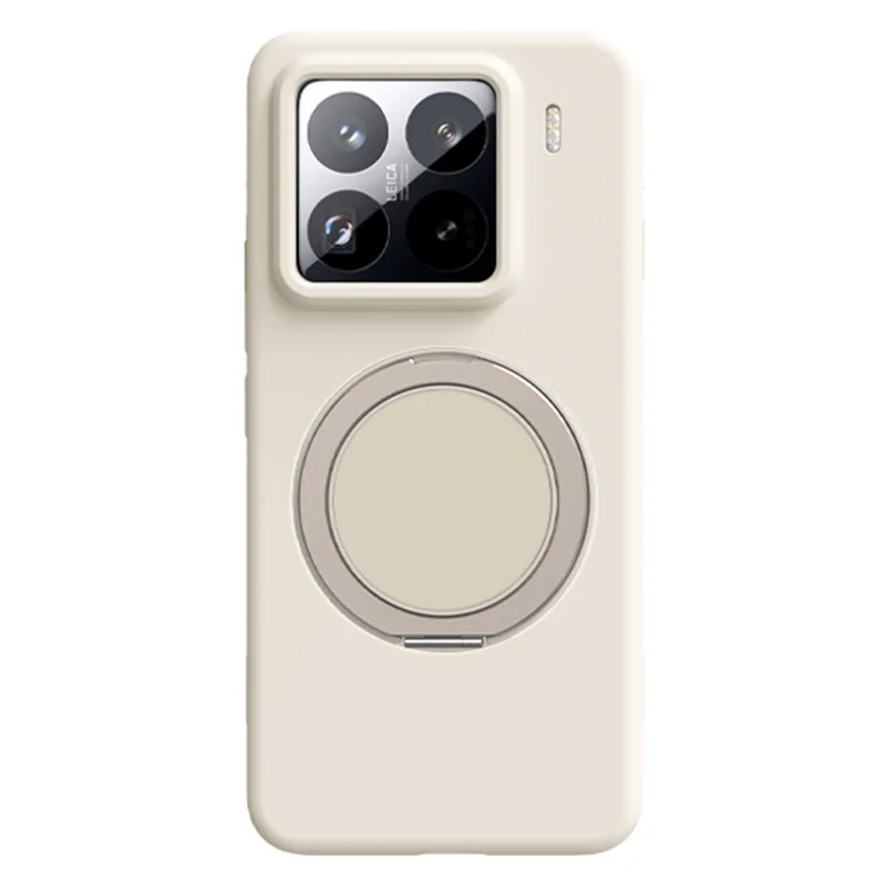 For Xiaomi 15 Magnetisk Case med Roterende Ståbenede Lige Silikone PC Telefon Cover Skal Berøring - Antik Hvid