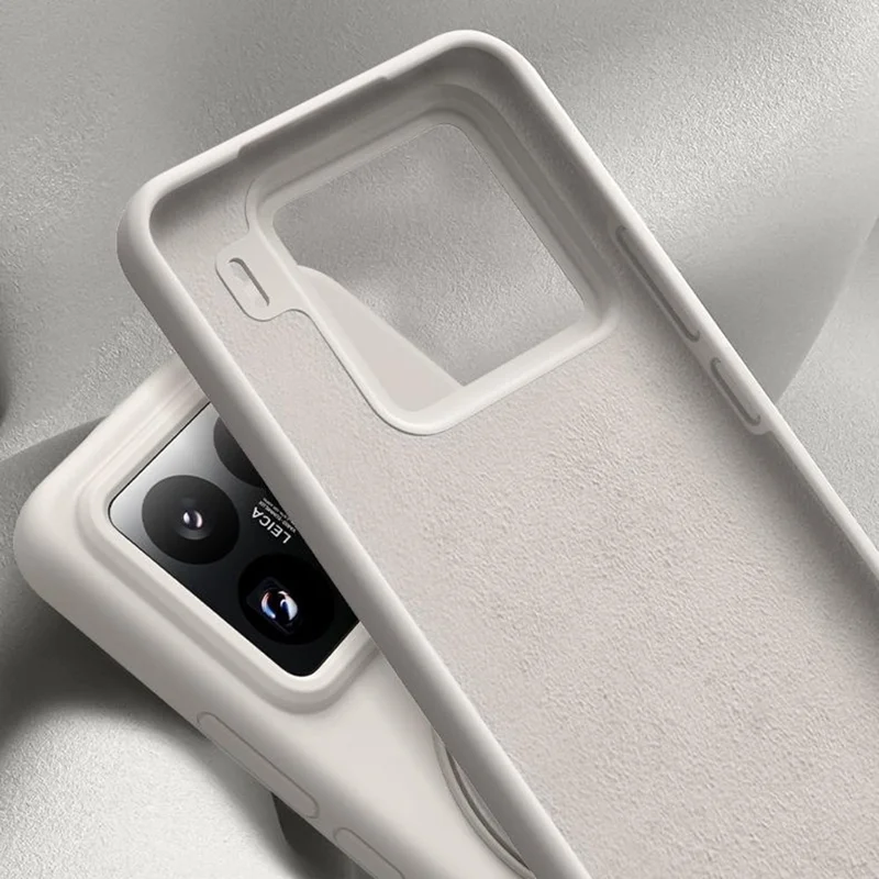 For Xiaomi 15 Magnetisk Case med Roterende Ståbenede Lige Silikone PC Telefon Cover Skal Berøring - Antik Hvid