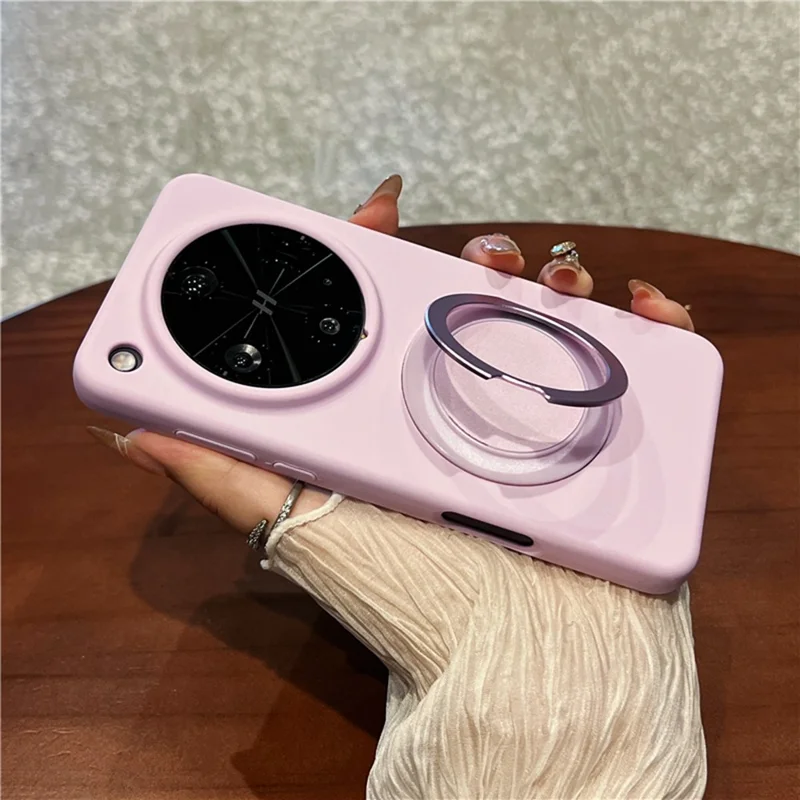 For Oppo Find X8 Ultra 5G Magnetic Case Rotating Kickstand Liquid Silicone PC Phone Cover Skin Touch - Pink