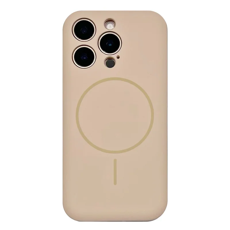 Für iPhone 14 Pro Max Magnetische Hülle Skin Touch Flüssigsilikon PC Stoßfeste Handyhülle - Wüstengold