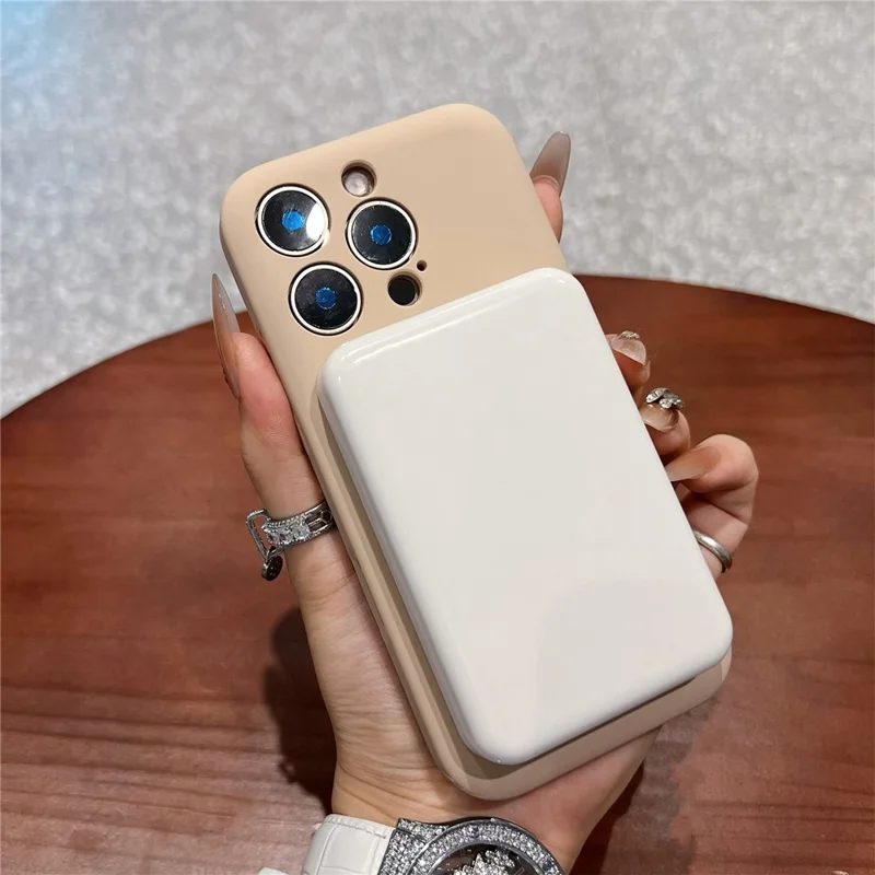 Für iPhone 14 Pro Max Magnetische Hülle Skin Touch Flüssigsilikon PC Stoßfeste Handyhülle - Wüstengold