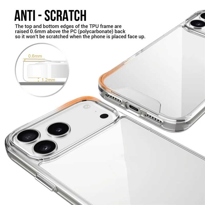 For iPhone 18 Pro Max / 17 Pro Max Case TPU Frame Clear PC Back Phone Cover