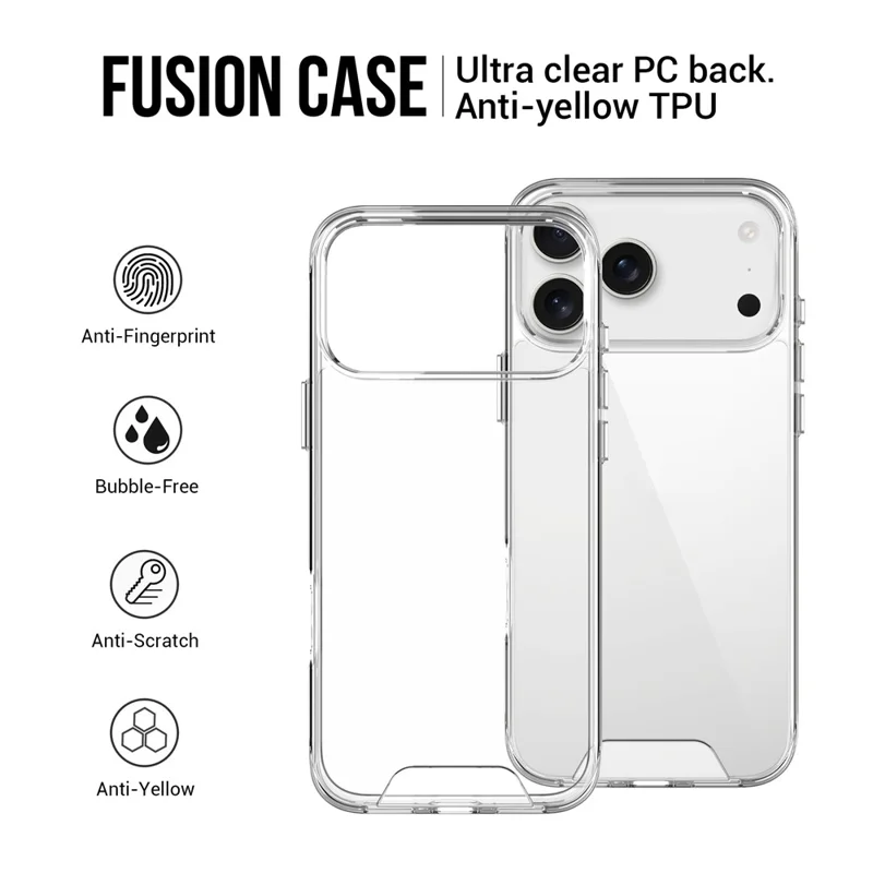 For iPhone 18 Pro Max / 17 Pro Max Case TPU Frame Clear PC Back Phone Cover