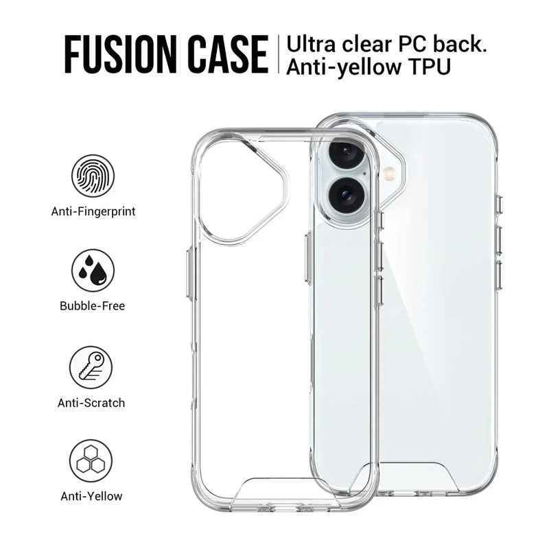 For iPhone 17 Case TPU Frame Clear PC Back Phone Cover