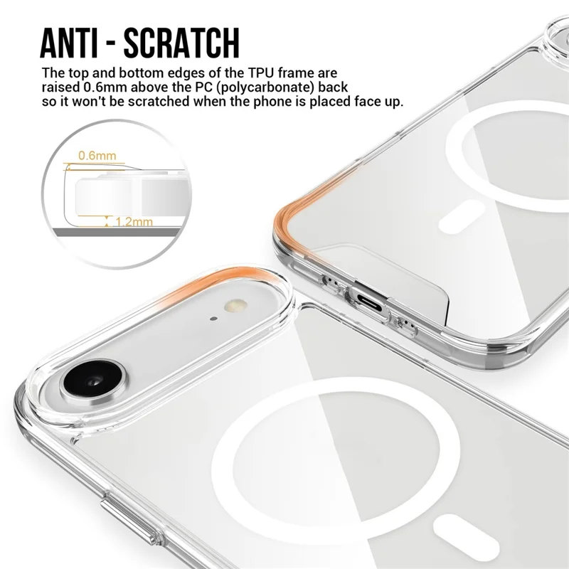 For iPhone Air Case Compatibel met MagSafe TPU+PC Transparante Telefoonhoes