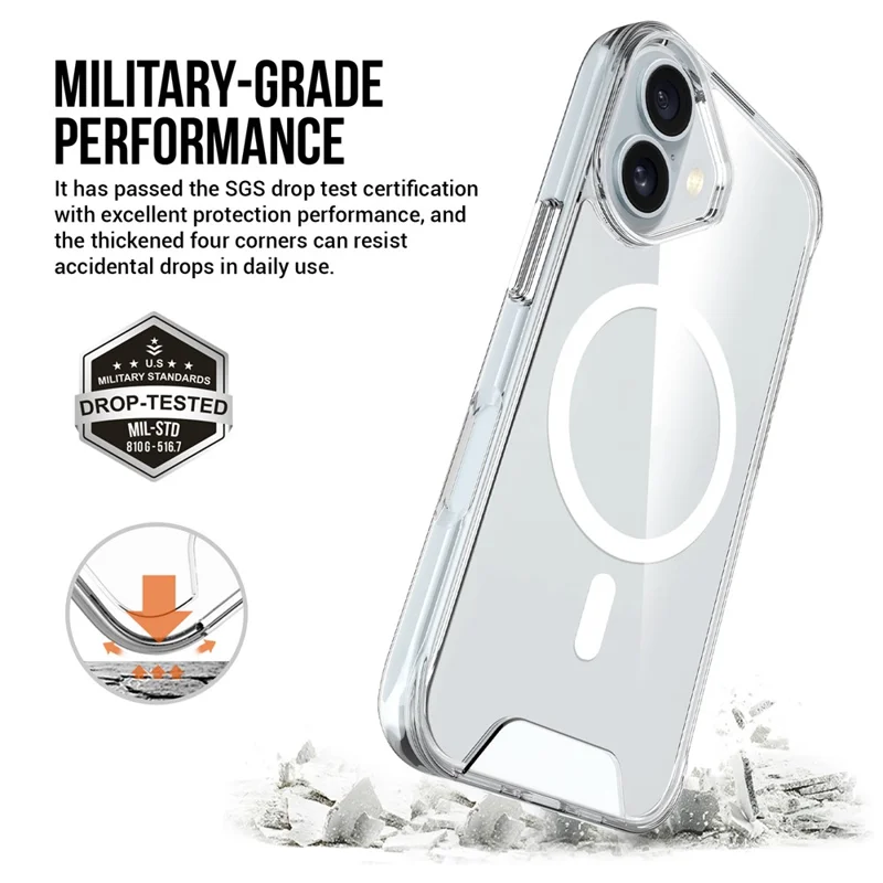 Cover per iPhone 17 Compatibile con MagSafe, Cover Trasparente in TPU+PC