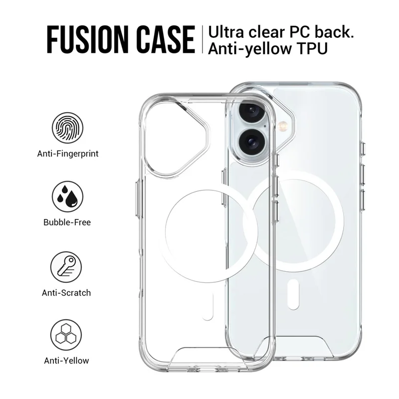 Cover per iPhone 17 Compatibile con MagSafe, Cover Trasparente in TPU+PC