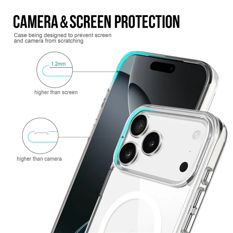For iPhone 17 Pro Case Compatibel met MagSafe TPU+PC Duidelijke Telefoonhoes