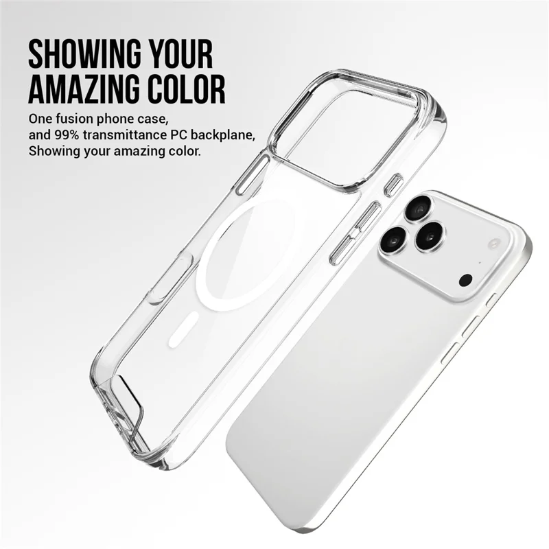 For iPhone 17 Pro Case Compatibel met MagSafe TPU+PC Duidelijke Telefoonhoes