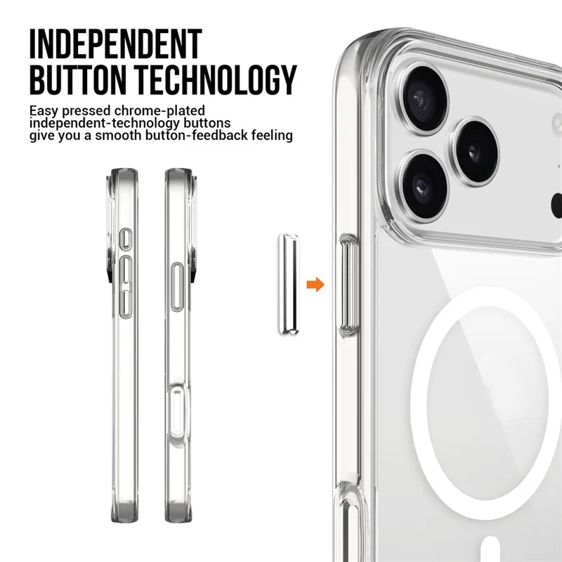 For iPhone 17 Pro Case Compatibel met MagSafe TPU+PC Duidelijke Telefoonhoes