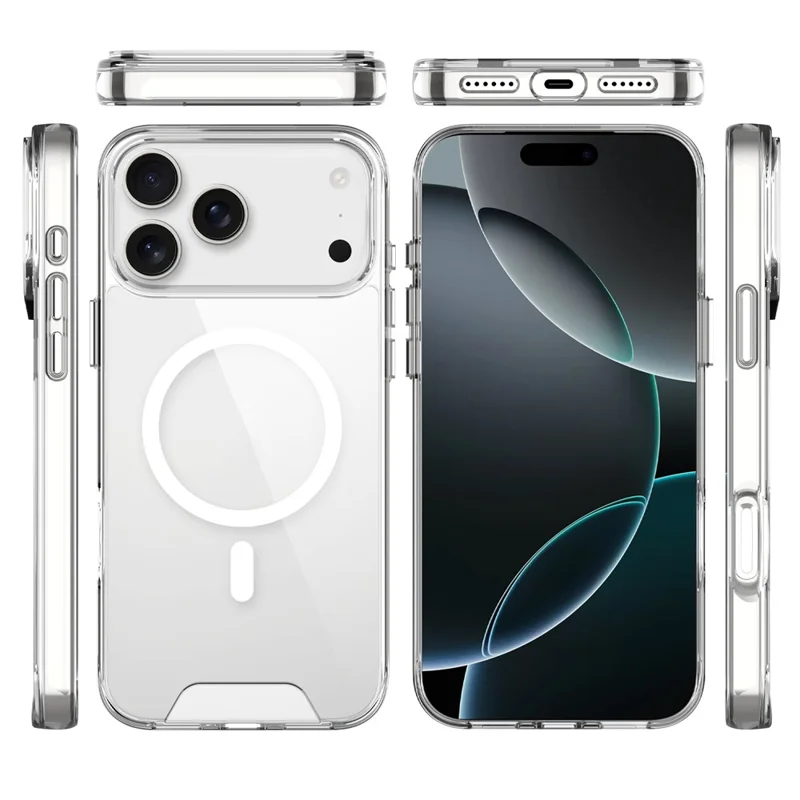 For iPhone 17 Pro Case Compatibel met MagSafe TPU+PC Duidelijke Telefoonhoes