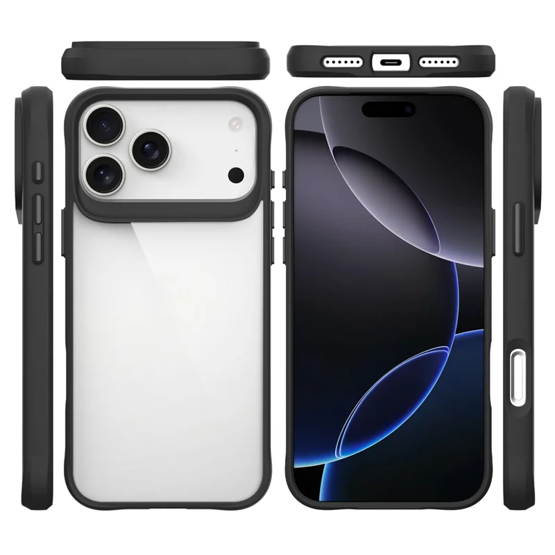 For iPhone 17 Pro Case Hybrid Hard PC Soft TPU Shockproof Phone Cover - Black