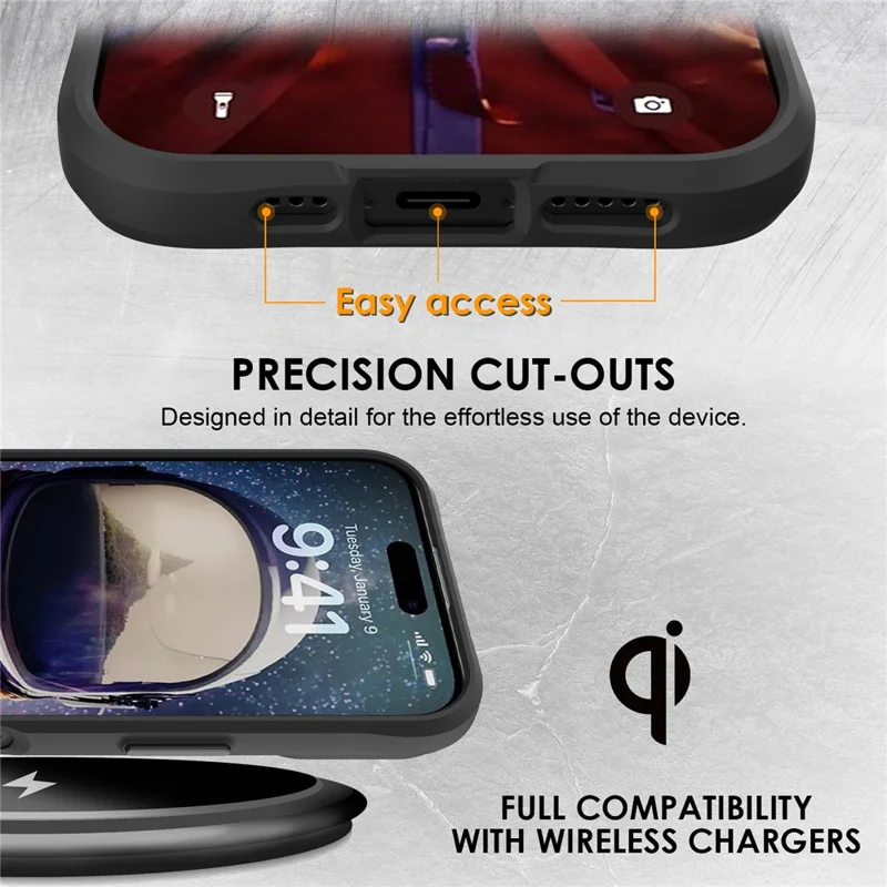 For iPhone 17 Case Hybrid Hard PC Soft TPU Shockproof Phone Cover - Black