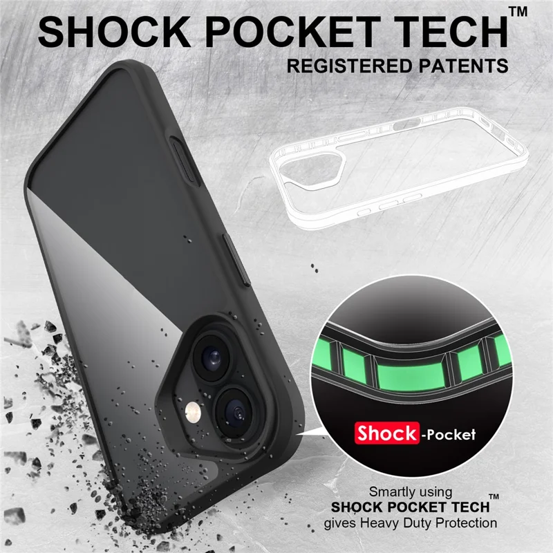 For iPhone 17 Case Hybrid Hard PC Soft TPU Shockproof Phone Cover - Black