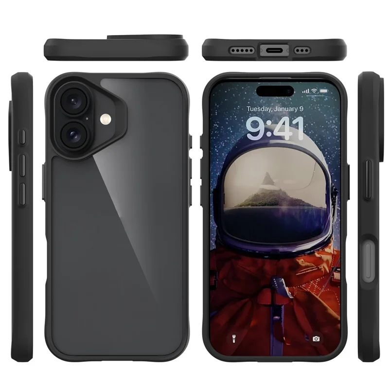 For iPhone 17 Case Hybrid Hard PC Soft TPU Shockproof Phone Cover - Black