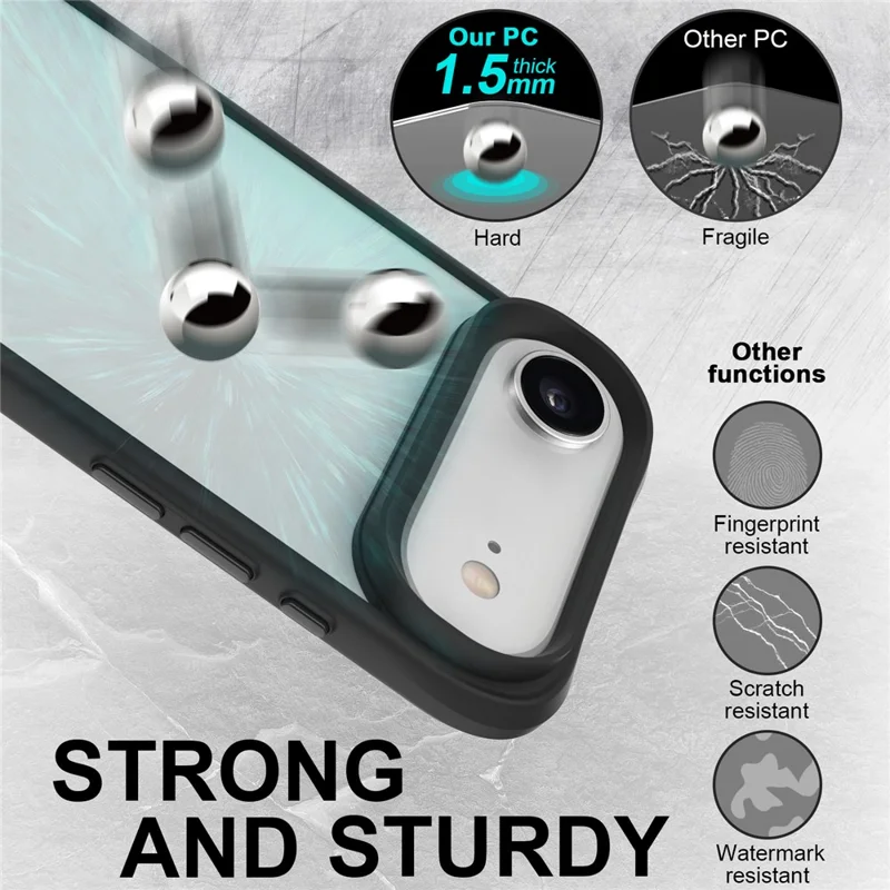 For iPhone 17 Air Case Hybrid Hard PC Soft TPU Shockproof Phone Cover - Black
