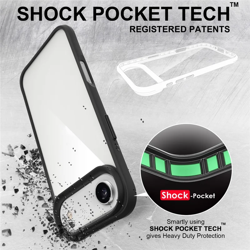 For iPhone 17 Air Case Hybrid Hard PC Soft TPU Shockproof Phone Cover - Black