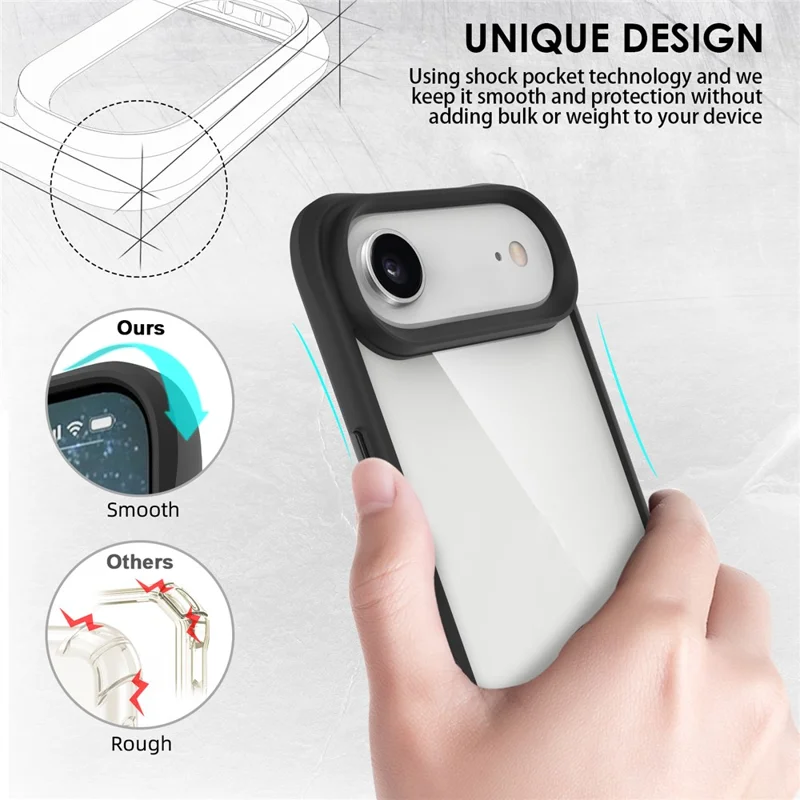 For iPhone 17 Air Case Hybrid Hard PC Soft TPU Shockproof Phone Cover - Black