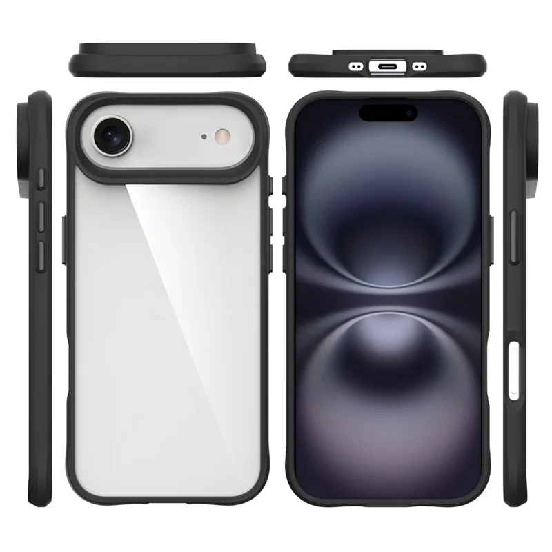 For iPhone 17 Air Case Hybrid Hard PC Soft TPU Shockproof Phone Cover - Black