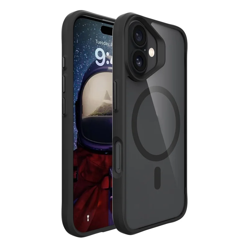 For iPhone 17 Case Compatible with MagSafe Hybrid Hard PC Soft TPU Shockproof Phone Cover - Black