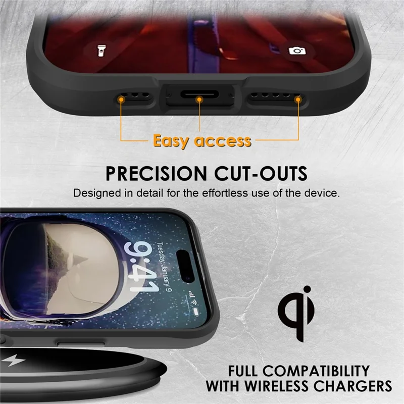 For iPhone 17 Case Compatible with MagSafe Hybrid Hard PC Soft TPU Shockproof Phone Cover - Black