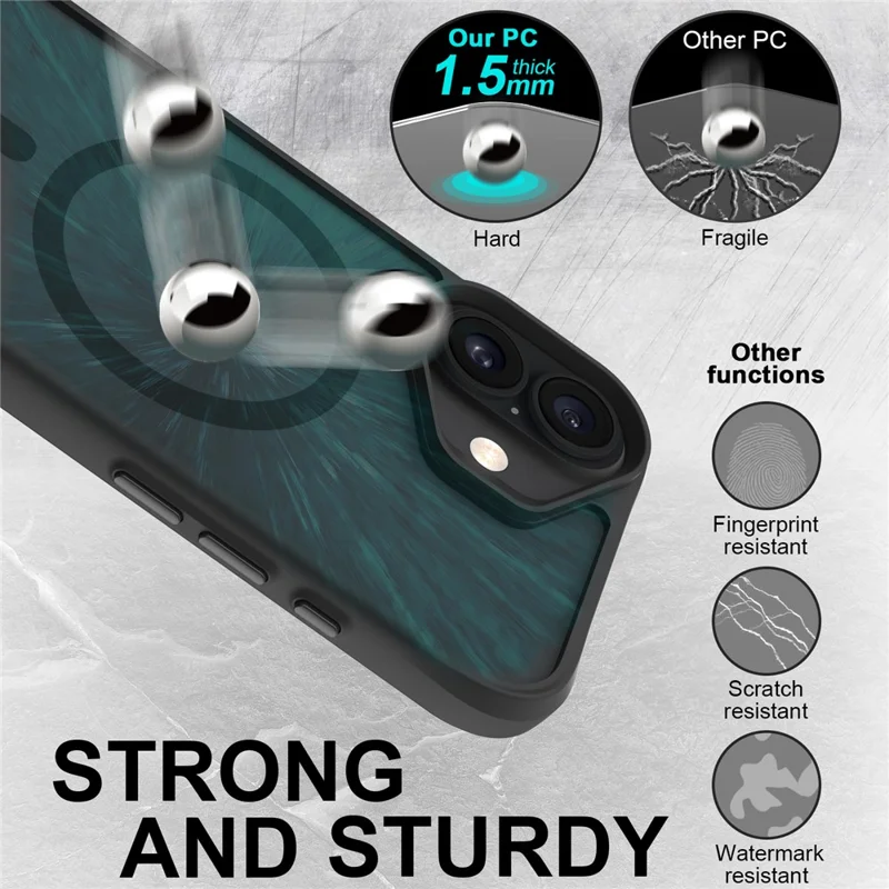 For iPhone 17 Case Compatible with MagSafe Hybrid Hard PC Soft TPU Shockproof Phone Cover - Black