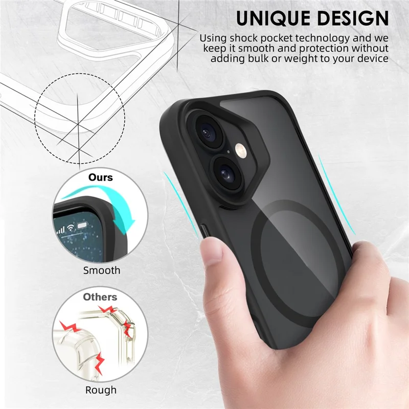 For iPhone 17 Case Compatible with MagSafe Hybrid Hard PC Soft TPU Shockproof Phone Cover - Black