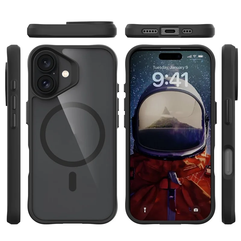 For iPhone 17 Case Compatible with MagSafe Hybrid Hard PC Soft TPU Shockproof Phone Cover - Black