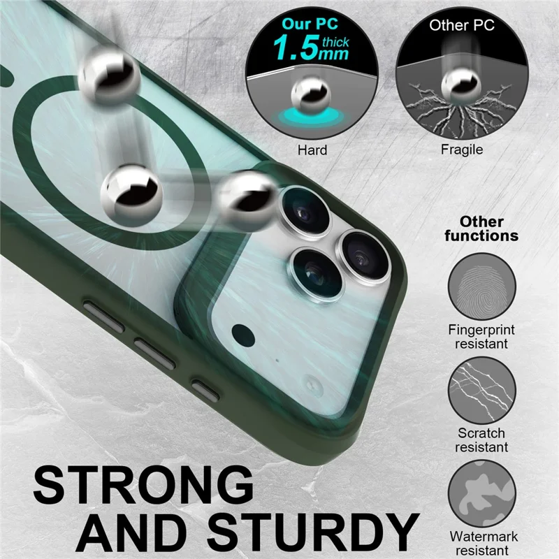 For iPhone 17 Pro Case Compatible with MagSafe Hybrid Hard PC Soft TPU Shockproof Phone Cover - Green