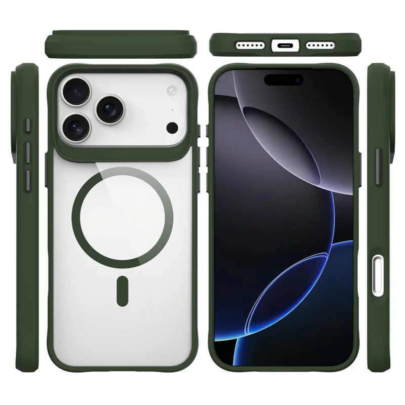 For iPhone 17 Pro Case Compatible with MagSafe Hybrid Hard PC Soft TPU Shockproof Phone Cover - Green