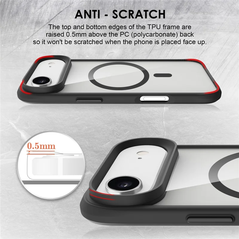 Pour iPhone 17 Air Case Compatible avec MagSafe Hybride Coque Rigide PC TPU Souple Antichoc - Noir