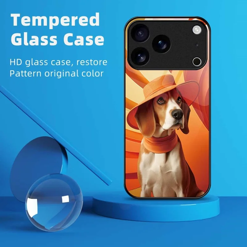 For iPhone 17 Pro Case Anti Drop PC TPU Tempered Glass Pattern Printing Phone Back Cover - B0168
