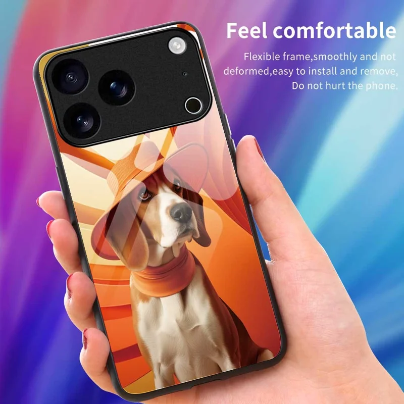 For iPhone 17 Pro Case Anti Drop PC TPU Tempered Glass Pattern Printing Phone Back Cover - B0168