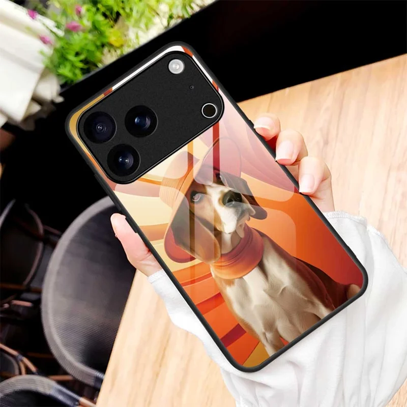 For iPhone 17 Pro Case Anti Drop PC TPU Tempered Glass Pattern Printing Phone Back Cover - B0168