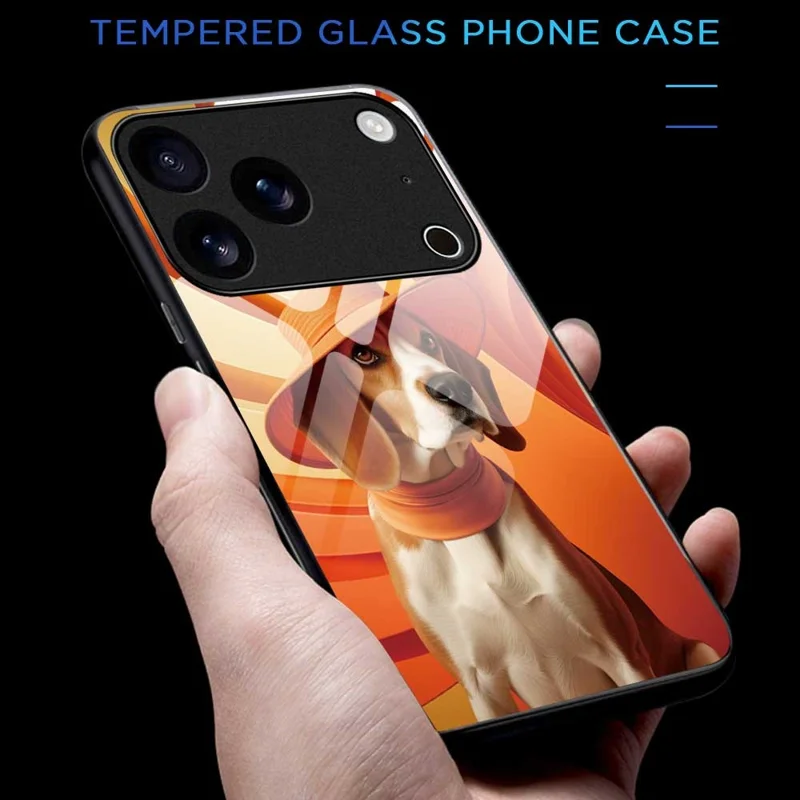 For iPhone 17 Pro Max Case Anti Drop PC TPU Tempered Glass Pattern Printing Phone Back Cover - B0168