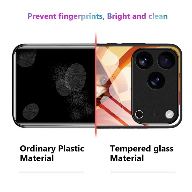For iPhone 17 Pro Max Case Anti Drop PC TPU Tempered Glass Pattern Printing Phone Back Cover - B0168